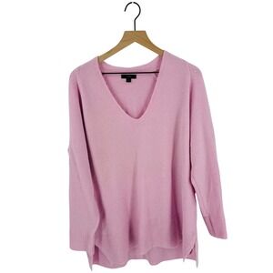 J. Crew Pink Long V-Neck Merino Wool Alpaca Sweater Size L Soft Girl Spring Cozy